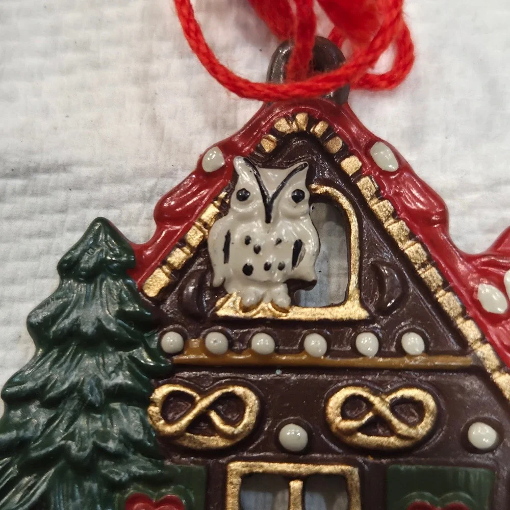 Vintage German Gingerbread House Painted Pewter Kuhn Kollektion Hansel/Gretel